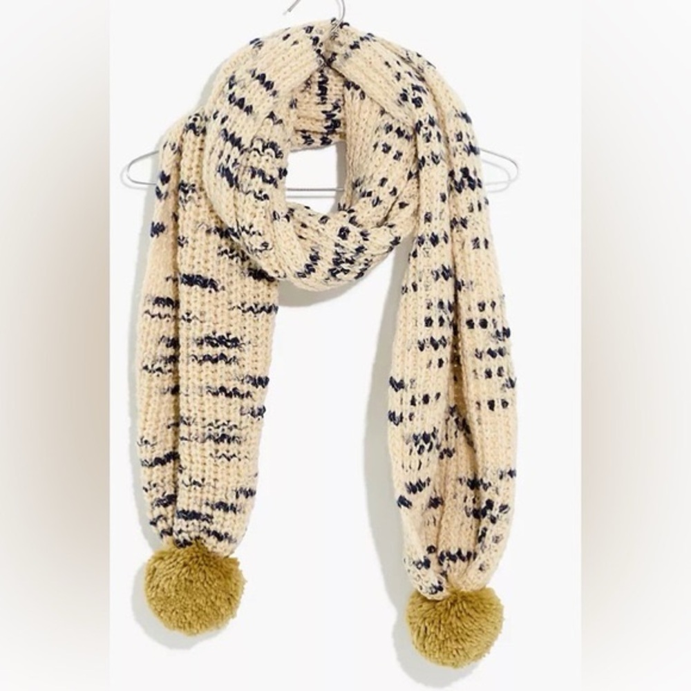 Madewell Knit Scarf with Pom Poms